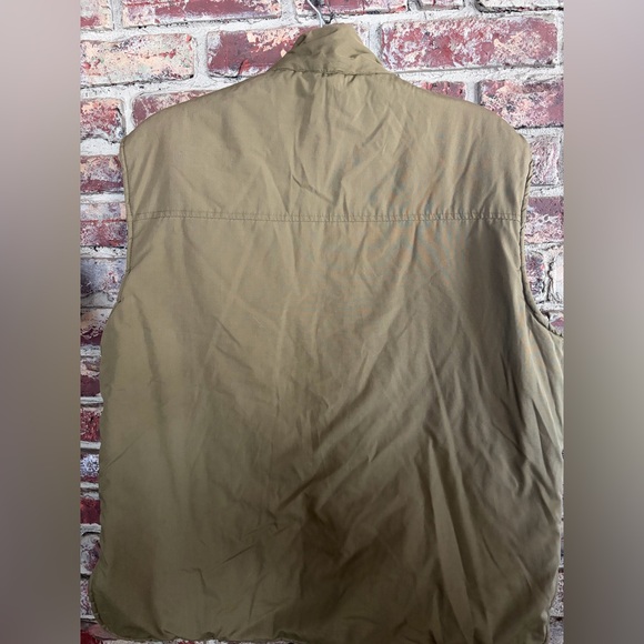 Vintage Windbreaker Tan Utility Fishing Vest Plaid Lined Puffer Vest Size L - Picture 3 of 3